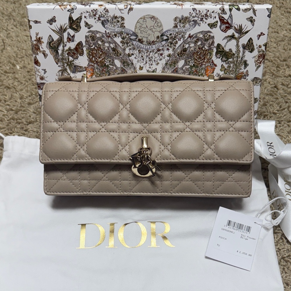 Dior Taupe Quilted Shoulder Bag
